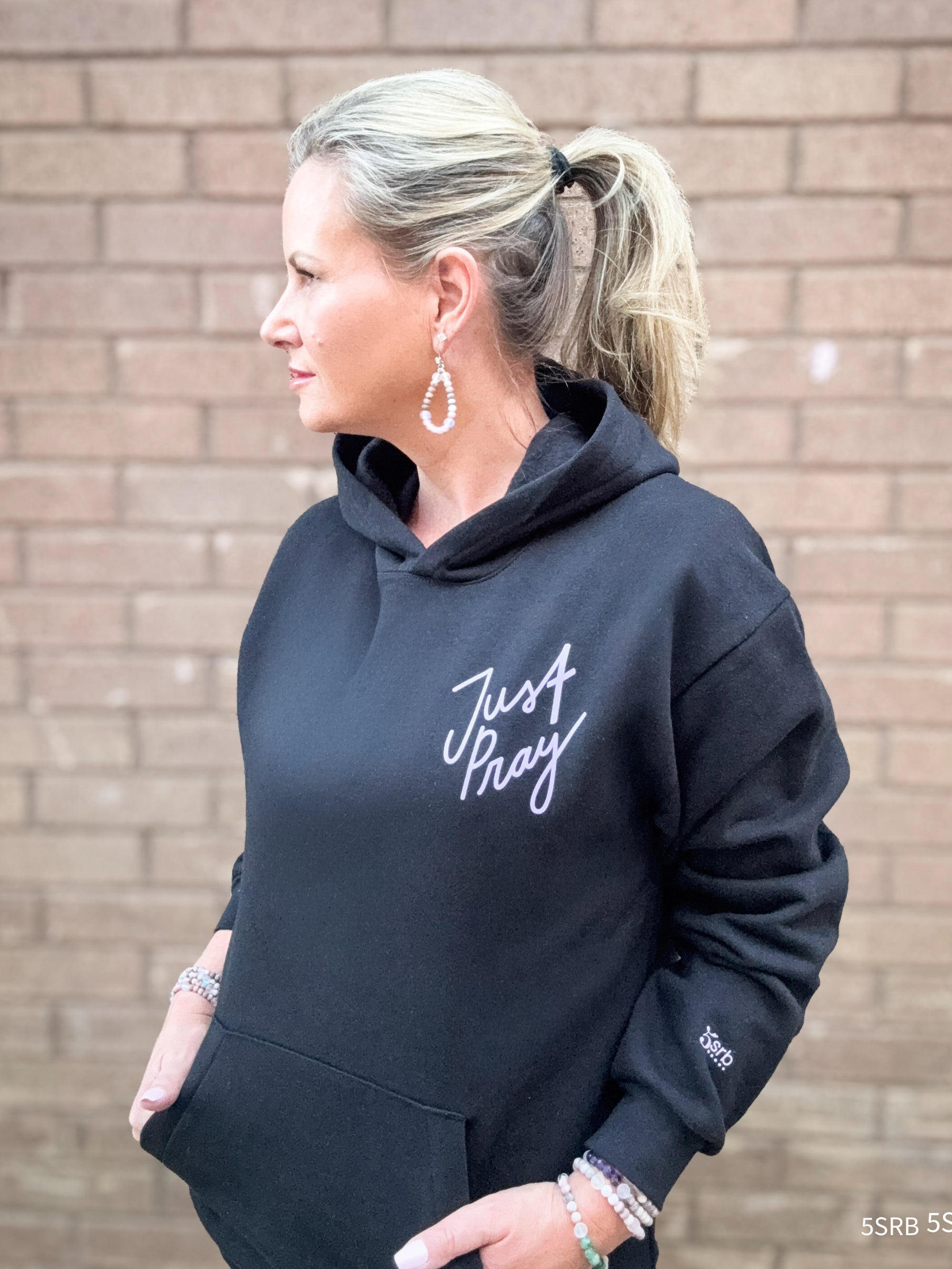 Just Pray Black Hoodie | Christian Hoodie Faith-Based Apparel