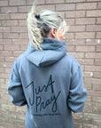 Just Pray Asphalt Monochrome Hoodie | Christian Hoodie Faith-Based Apparel
