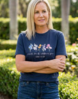 Consider How the Wildflowers Grow Christian T-Shirt – Navy Blue