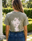 Floral Cross Vintage Wash Christian T-Shirt – Olive