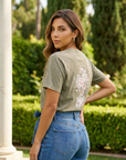 Floral Cross Vintage Wash Christian T-Shirt – Olive