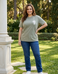 Floral Cross Vintage Wash Christian T-Shirt – Olive