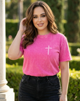 Through Deep Waters Vintage Wash Christian T-Shirt – Hot Pink