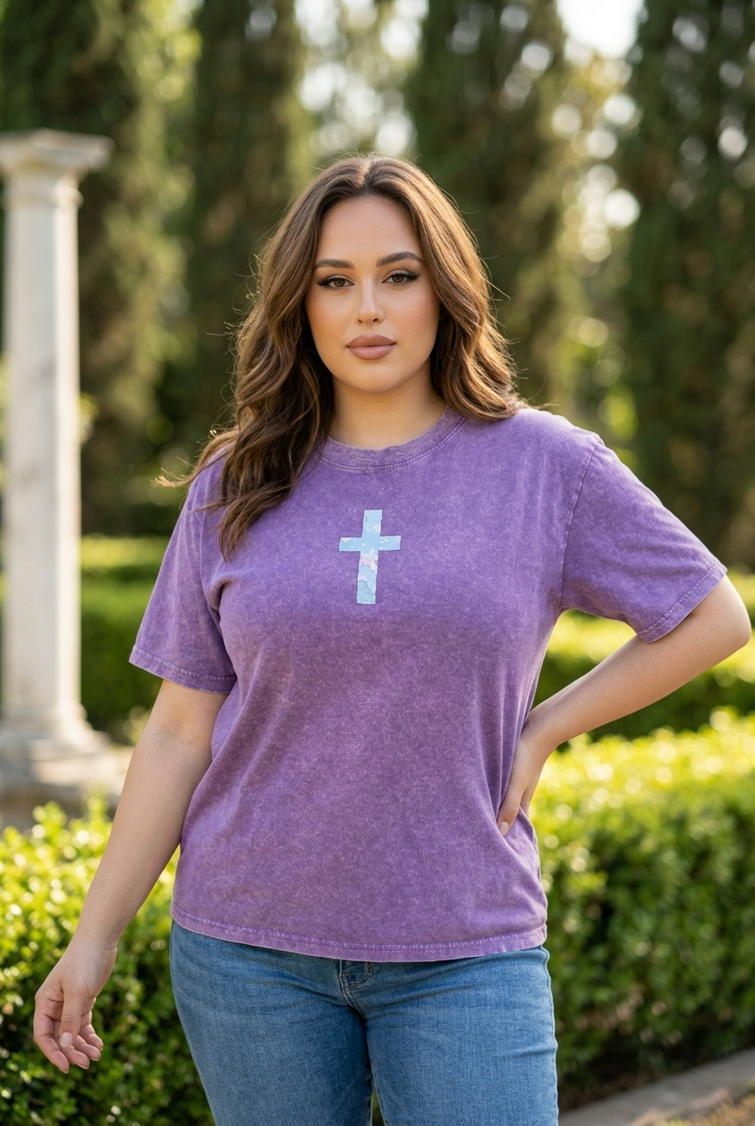 Through Deep Waters Vintage Wash Christian T-Shirt – Orchid