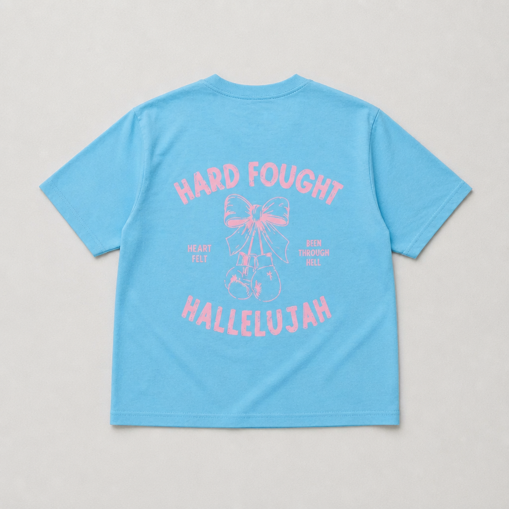 Hard Fought Hallelujah Christian T-Shirt | Sky Blue