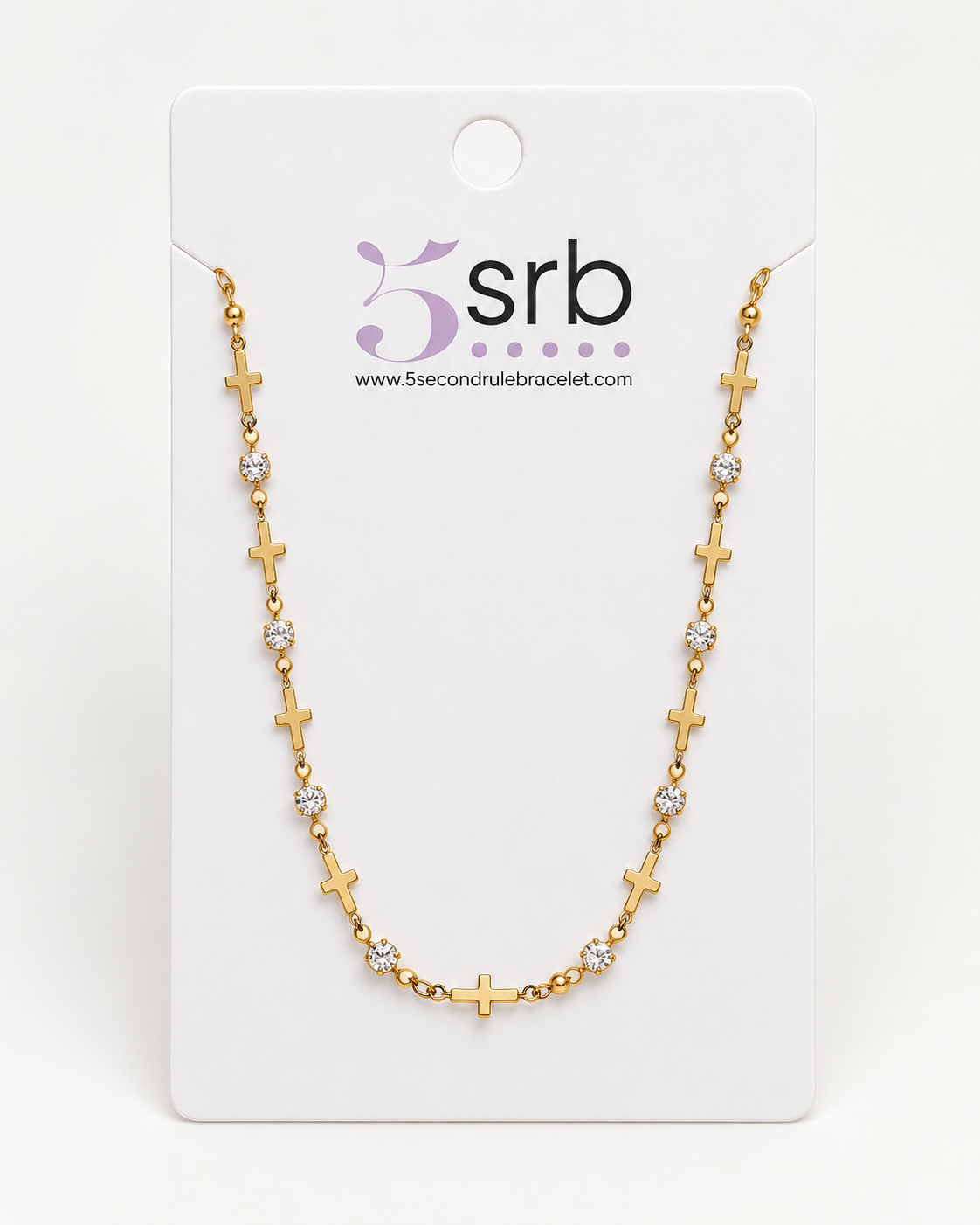 Walk in Faith Gold Cross &amp; Rhinestone Necklace