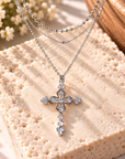 Layers of Faith Silver Triple-Layer Cross Necklace