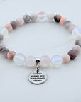 Life is a Journey Best Traveled with Friends Classic Charm Bracelet Rose Quartz