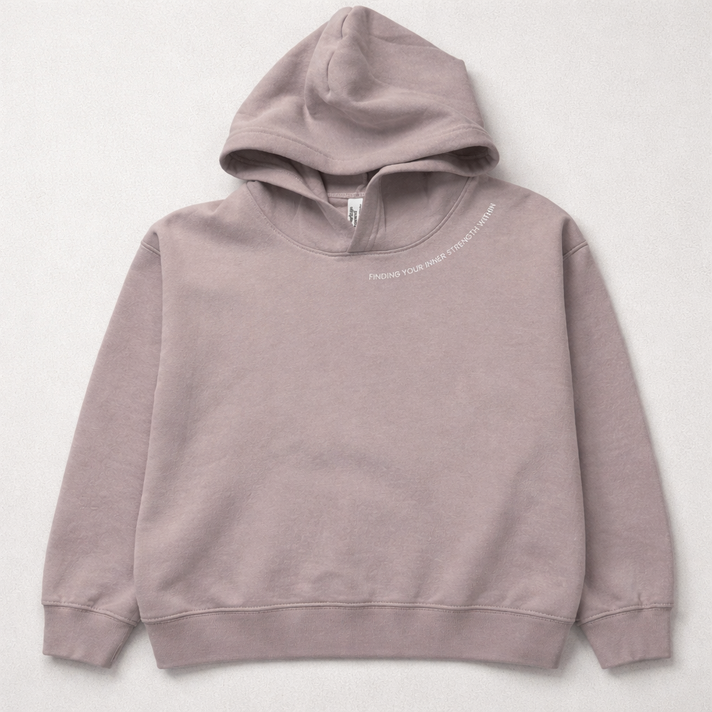 blush hoodie on a light gray background