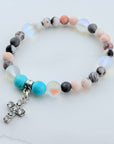 Rhinestone Cross Companion Charm Bracelet Turquoise