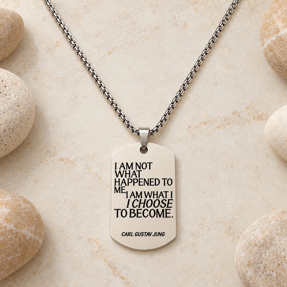 Choose to Become Silver Inspirational Dog Tag Necklace