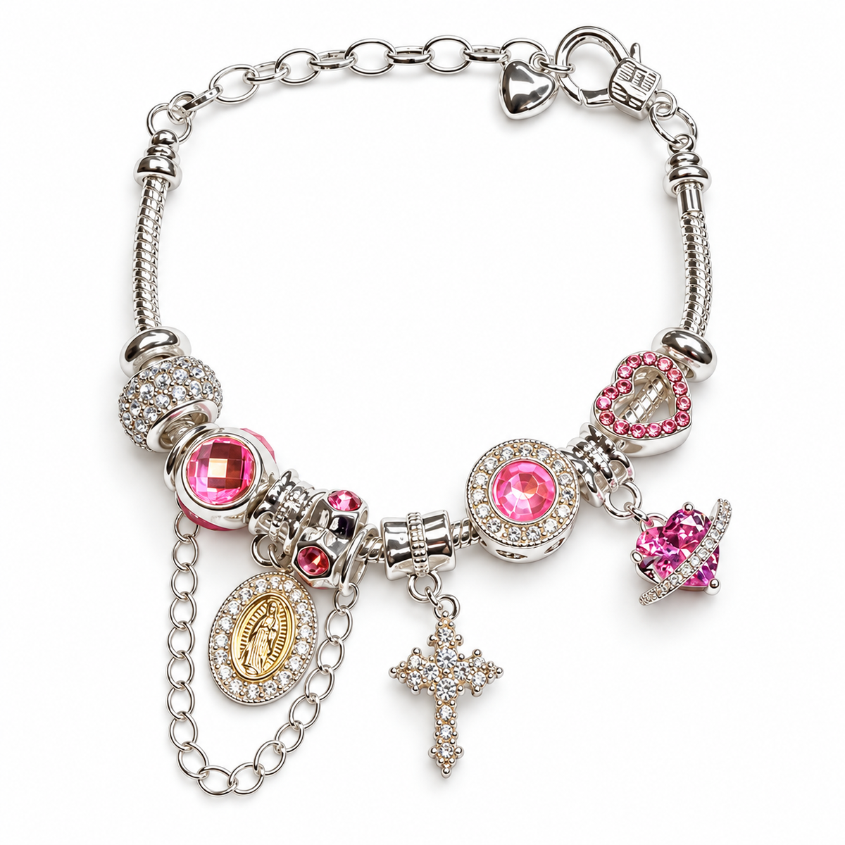 Wrapped in Grace Pink Faith Charm Bracelet