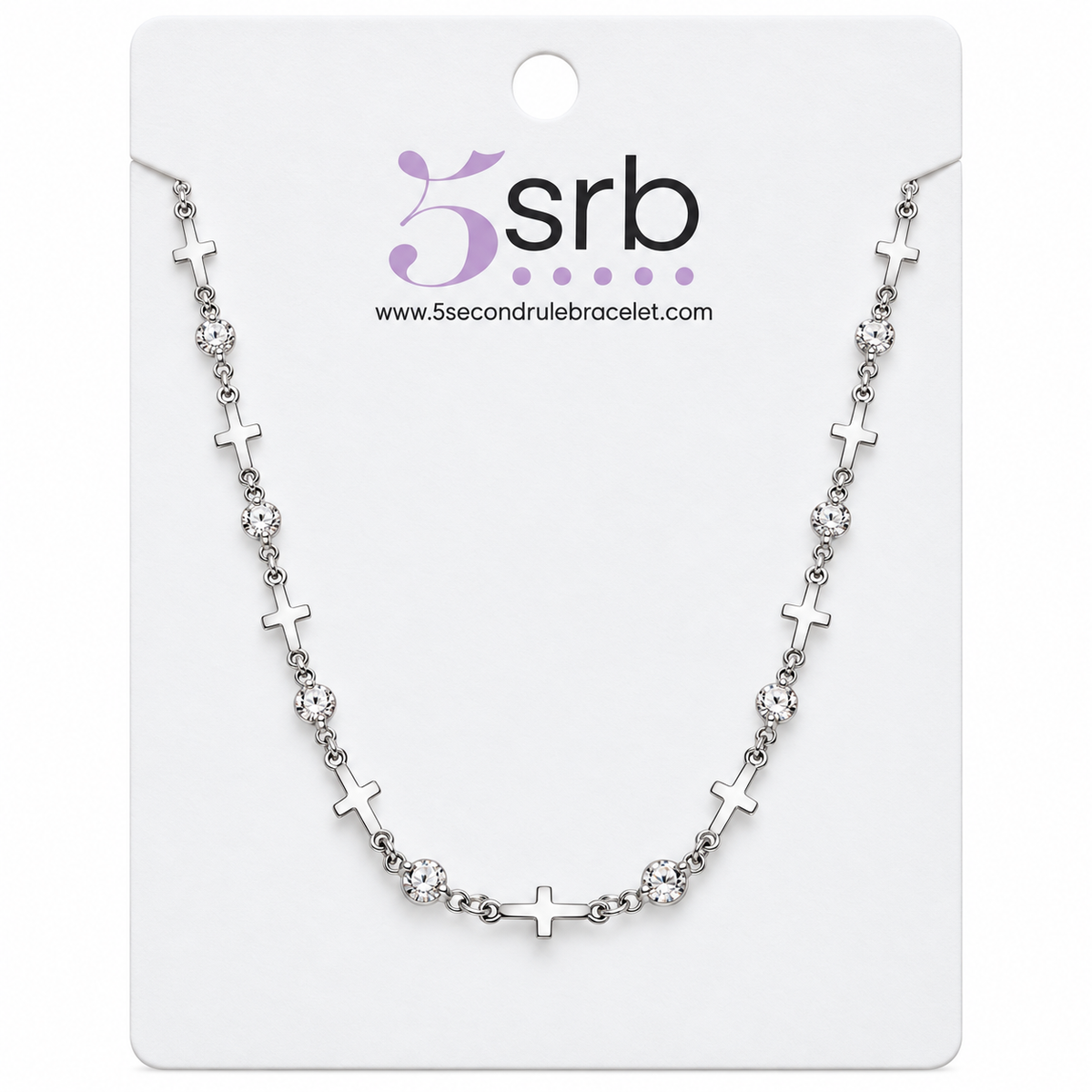 Walk in Faith Silver Cross &amp; Rhinestone Necklace
