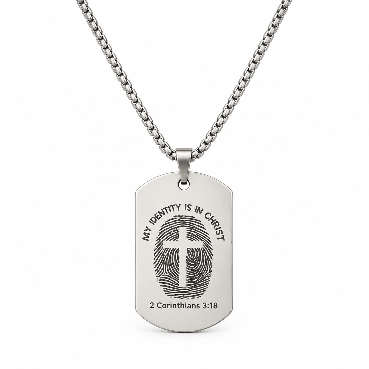 My Identity in Christ Silver Dog Tag Necklace