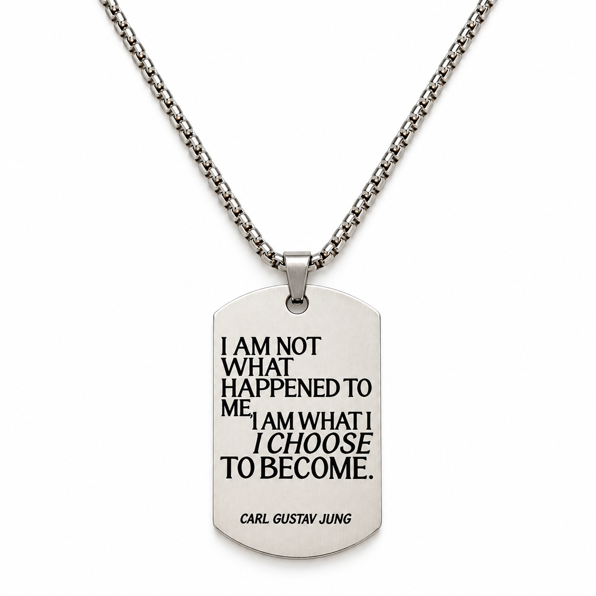 Choose to Become Silver Inspirational Dog Tag Necklace