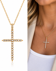Simply Blessed Gold Rhinestone Cross Necklace