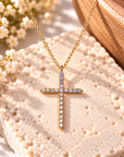 Simply Blessed Gold Rhinestone Cross Necklace