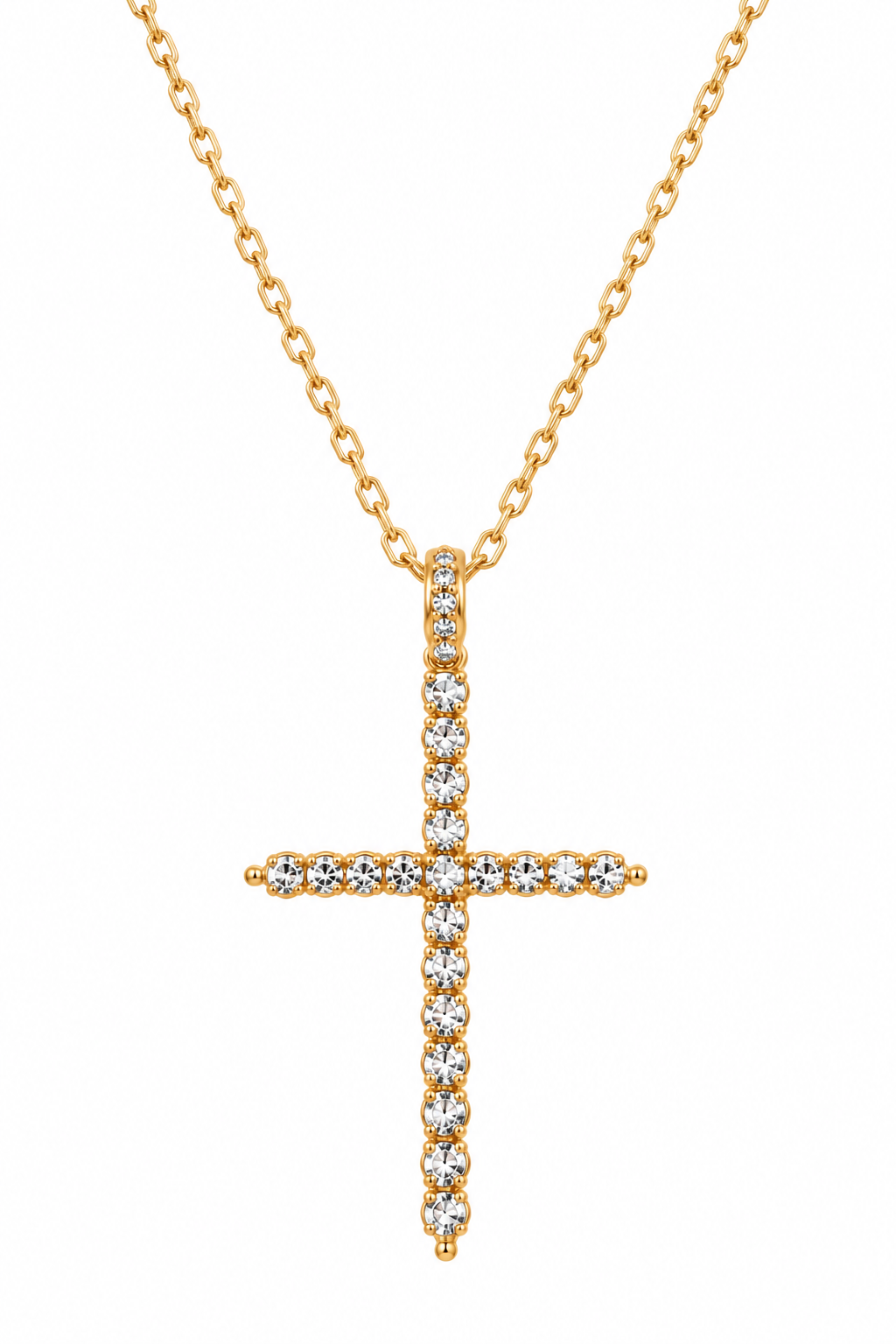 Simply Blessed Gold Rhinestone Cross Necklace