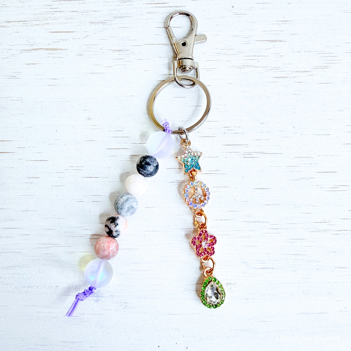 Shine Bright Star Purse Charm with colorful gemstones, sparkling star and 5SRB five bead design