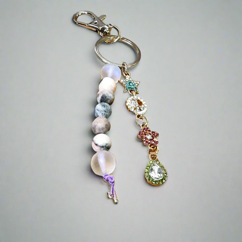Shine Bright Star Purse Charm with colorful gemstones, sparkling star and 5SRB five bead design