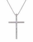 Stand Tall Silver Oversized Rhinestone Cross Necklace