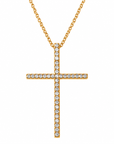 Stand Tall Gold Oversized Rhinestone Cross Necklace