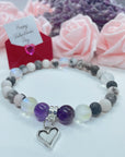 Dainty Heart Companion Charm Bracelet Amethyst