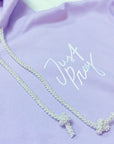 bling hoodie drawstring white pearl
