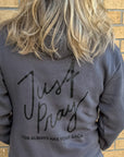 NEW Just Pray Black Monochrome Christian Hoodie