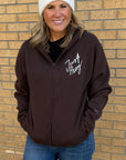 New Just Pray Brown Zip Up Christian Hoodie