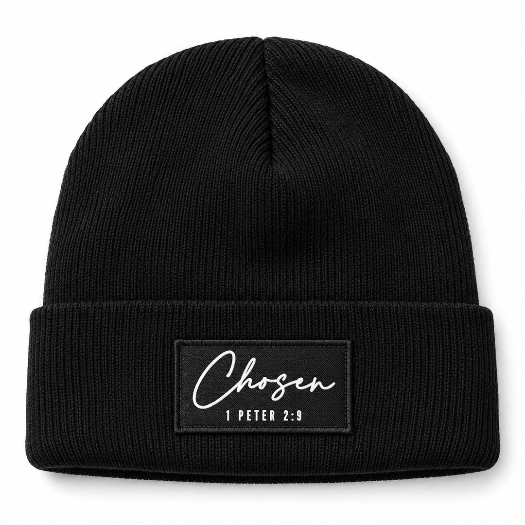 Chosen Black Christian Beanie | 1 Peter 2:9 Winter Hat
