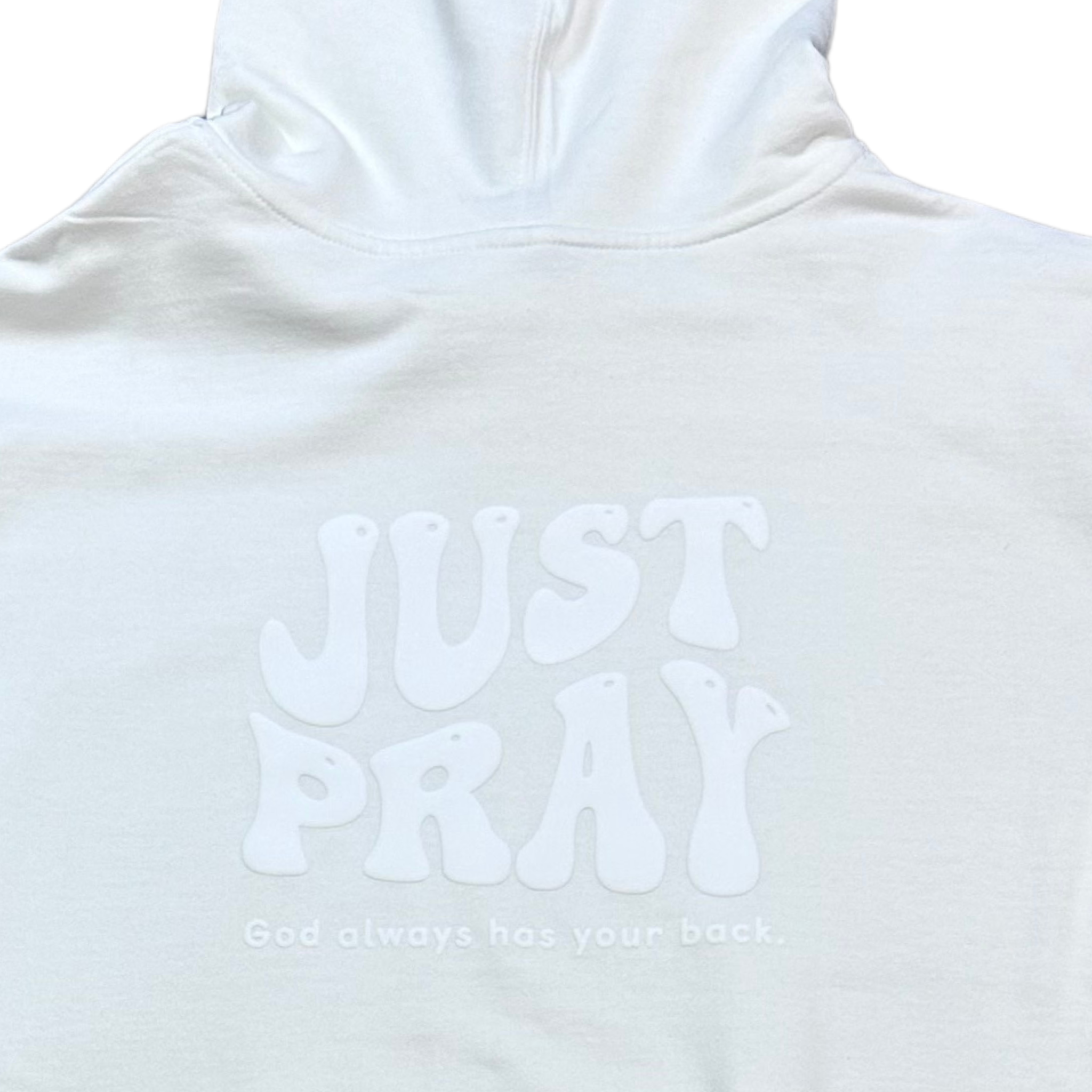 Just Pray White Monochrome Hoodie