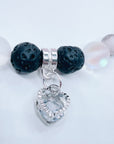 Floating Crystal Heart Companion Charm Bracelet Lava