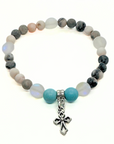 Silver Deco Cross Companion Charm Bracelet Turquoise