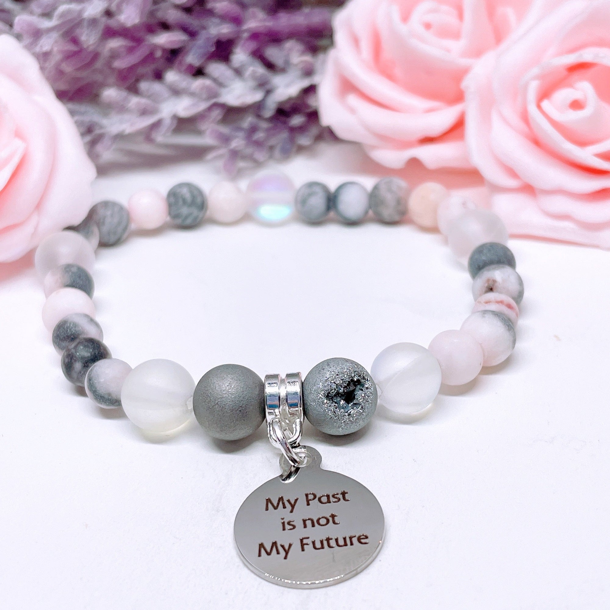 My Past is Not My Future Companion Charm Bracelet Druzy