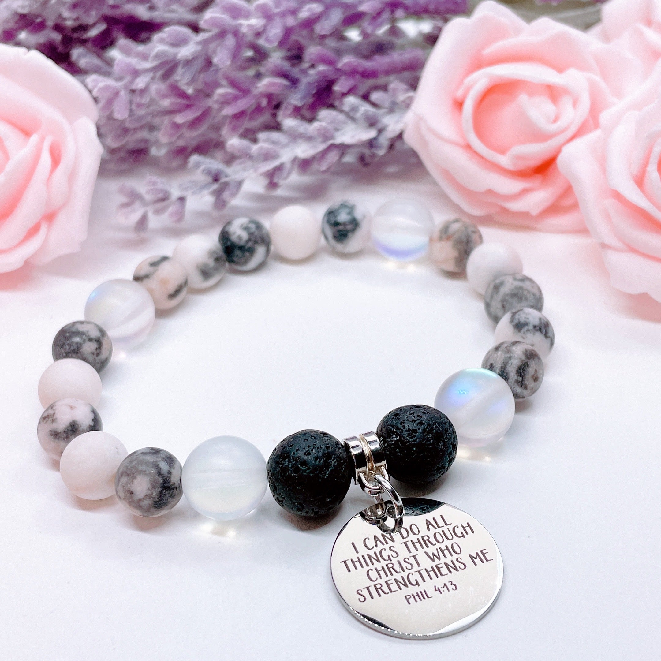I Can do all Things Through Christ who Strengthens Me Charm Bracelet Lava