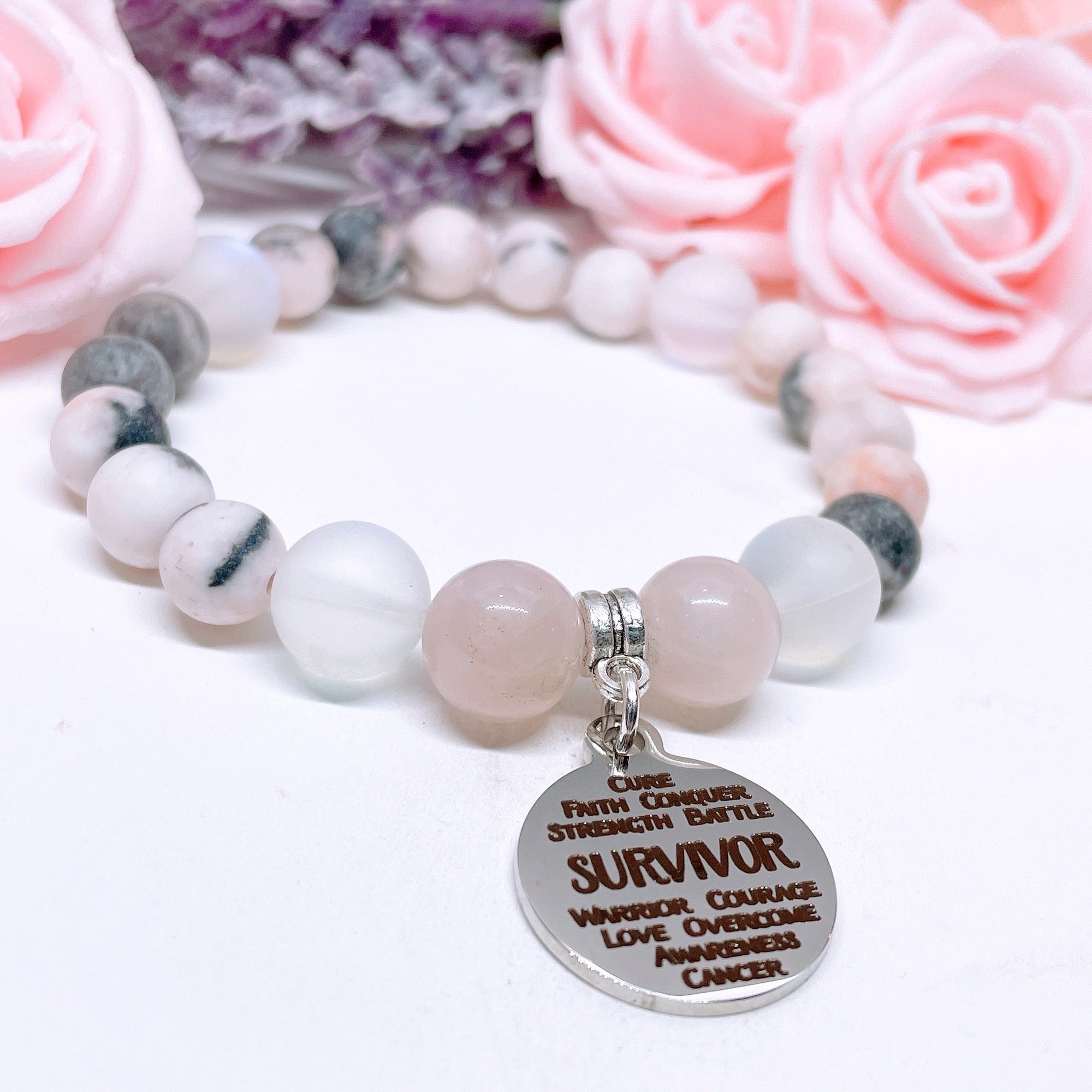 Survivor Sentiments Classic Charm Bracelet Rose Quartz
