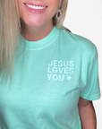 Jesus Loves You Monochrome Green Tee