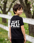 Youth Just Pray Tee in Black