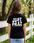 Youth Just Pray Tee in Black