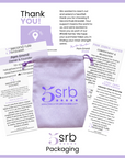 Purple packaging with 'srb' branding and text on a white background