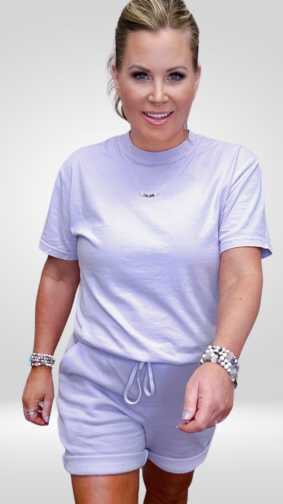 5SRB Monochrome Lavender Lounge Shorts | Inspirational Comfort