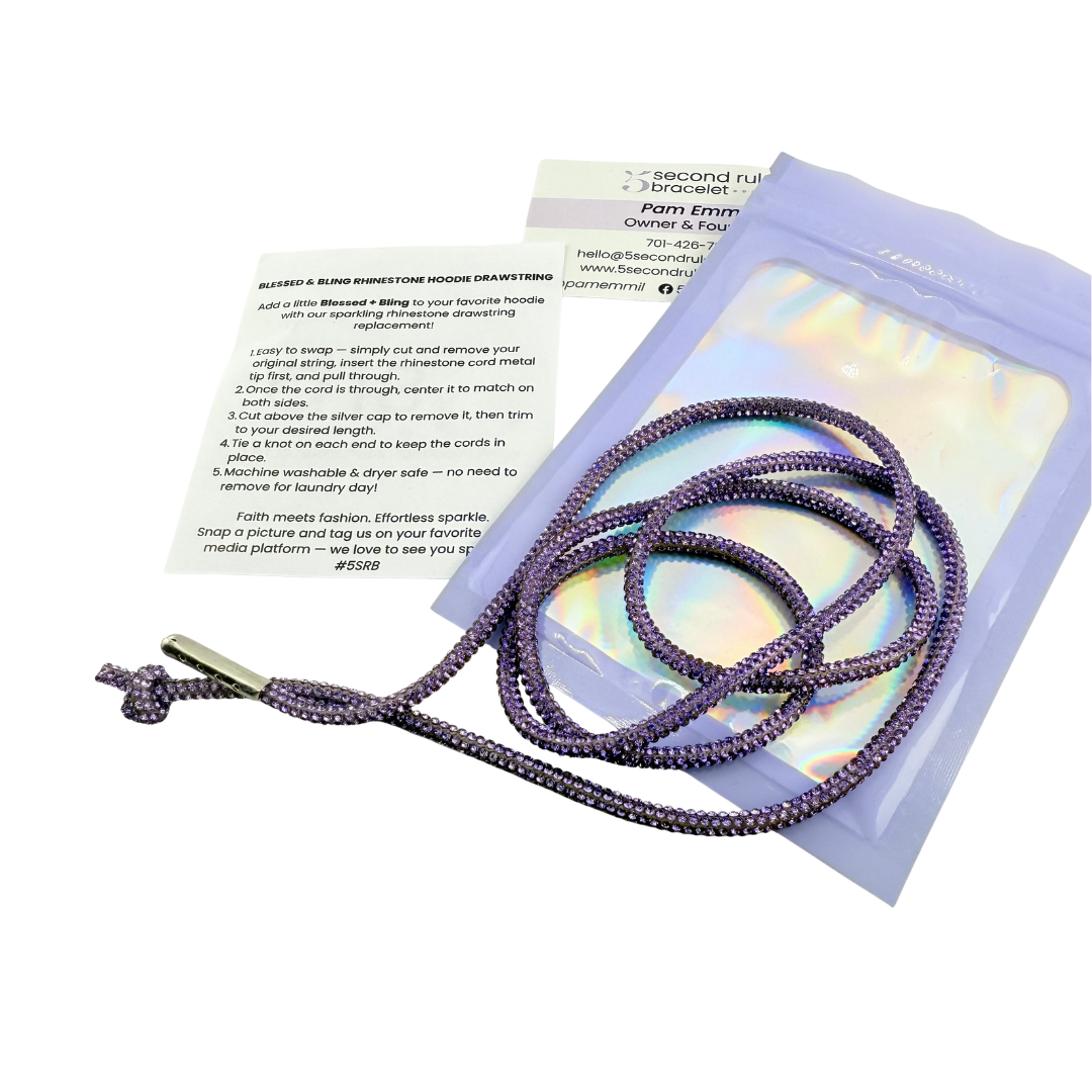 Blessed &amp; Blinged Lavender | Rhinestone Drawstring