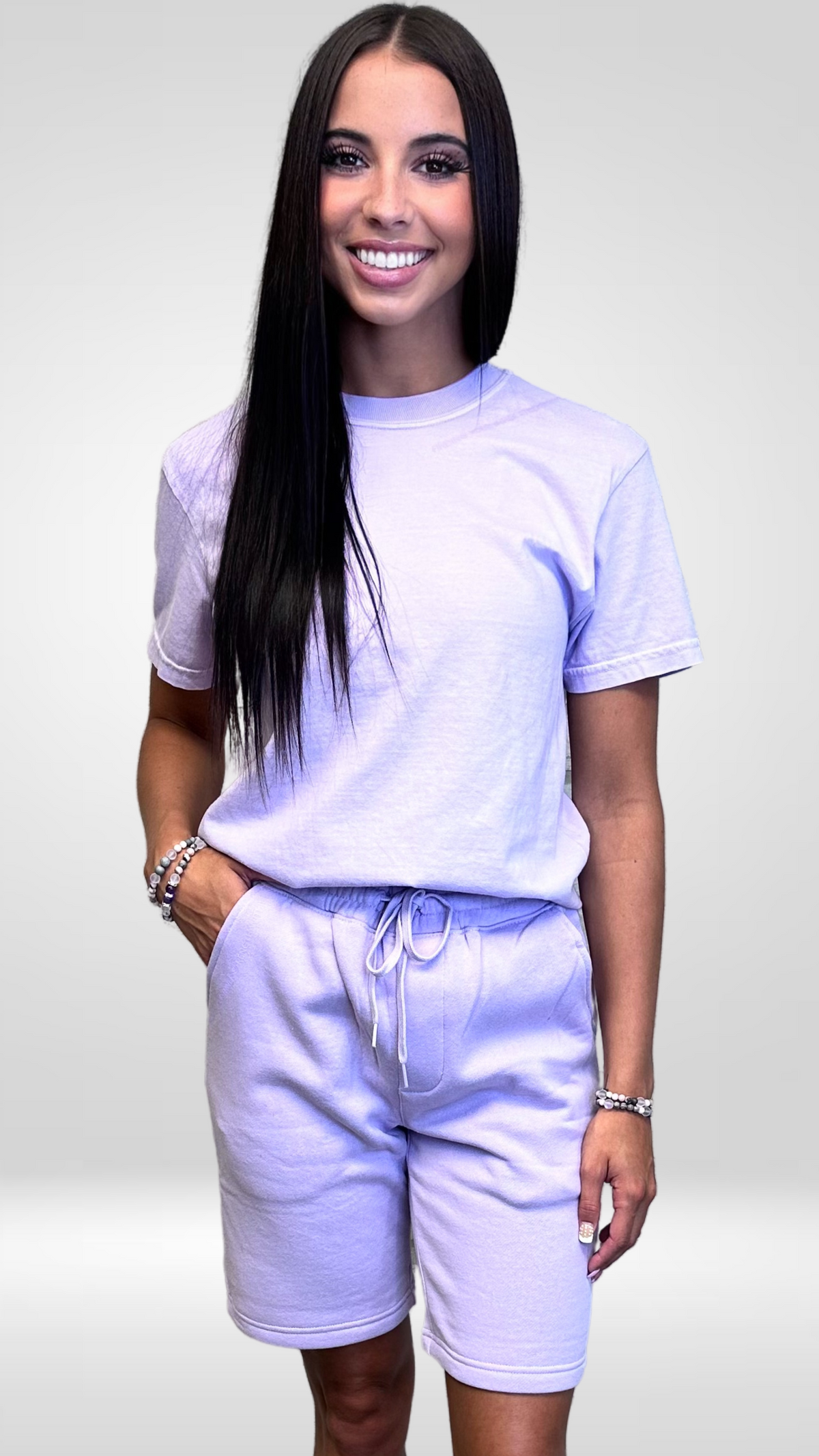 5SRB Monochrome Lavender Lounge Shorts | Inspirational Comfort