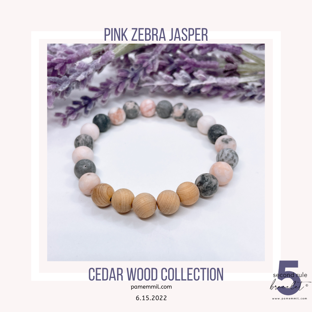 Pink Zebra Jasper Cedar Wood Bracelets