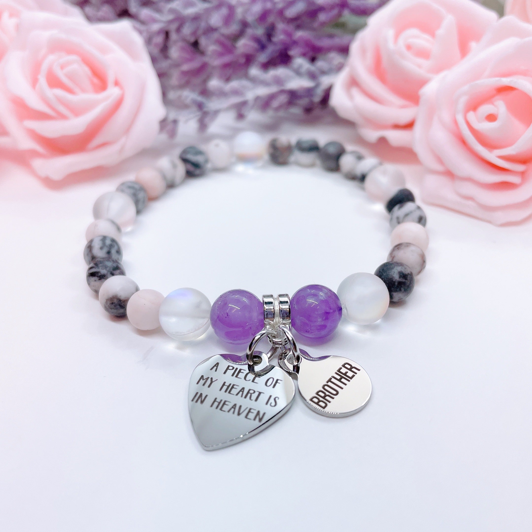 Brother: A Piece of my Heart is in Heaven Heart Companion Charm Bracelet