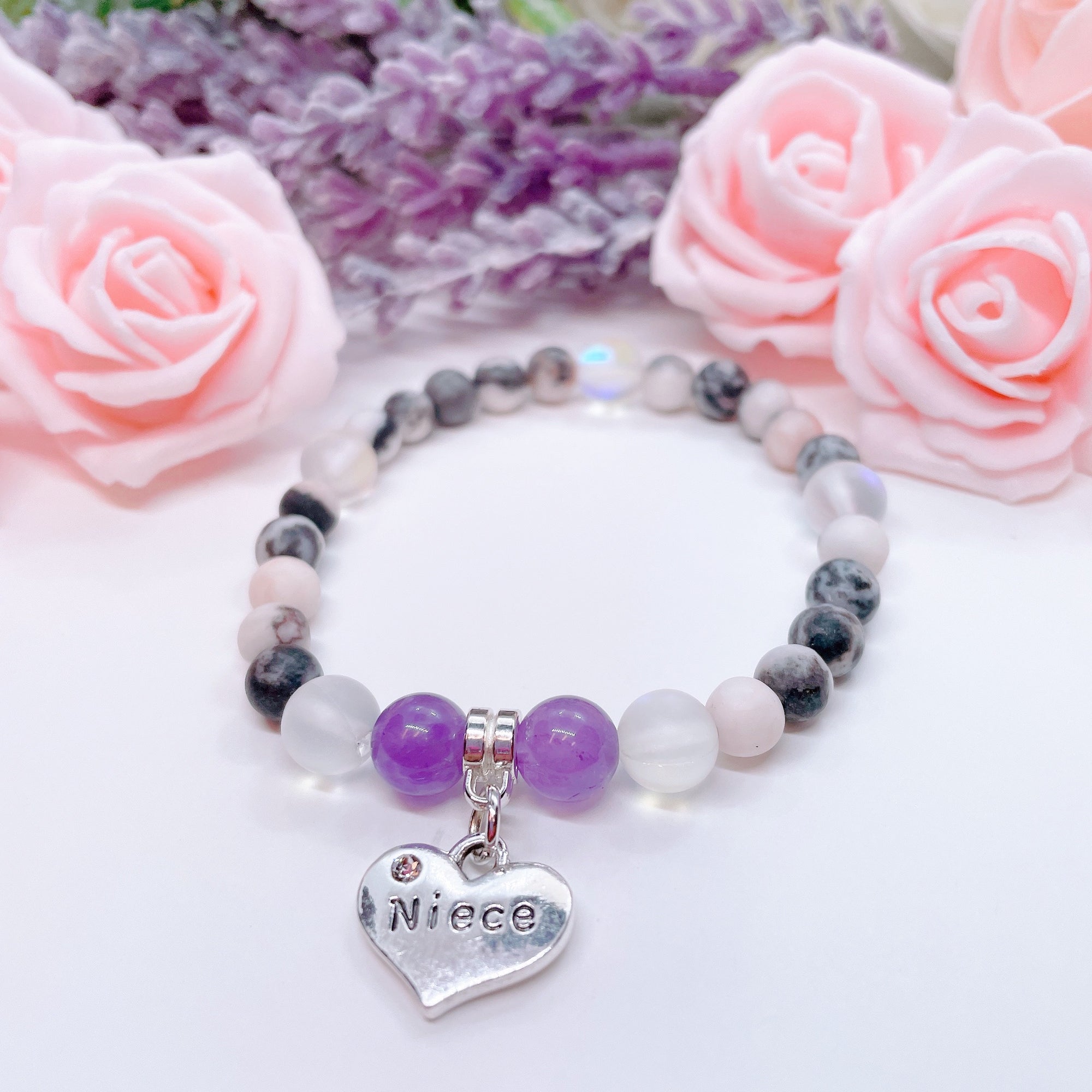 Niece Heart Companion Charm Bracelet Amethyst