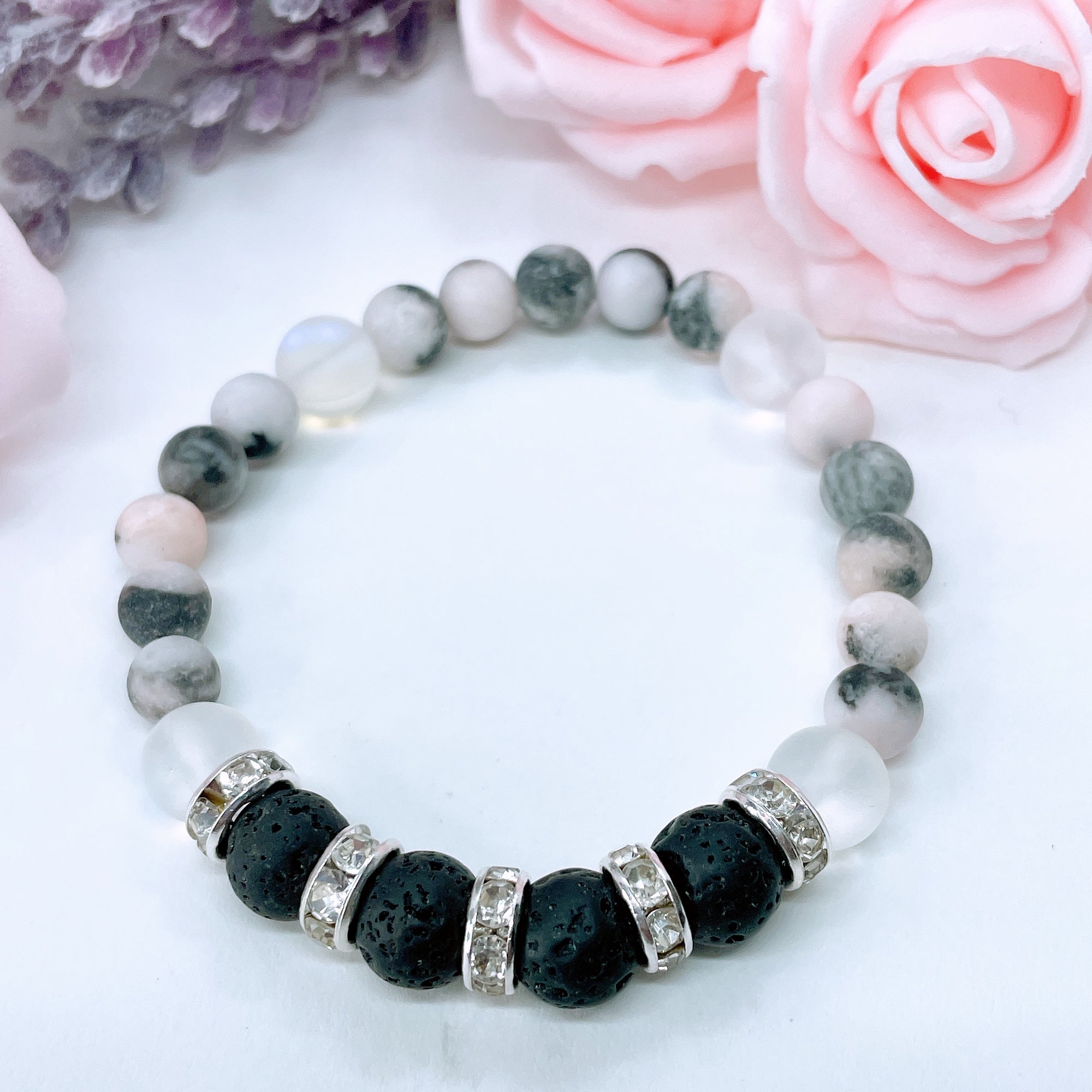 Lava Stone Rhinestone Companion Bracelet