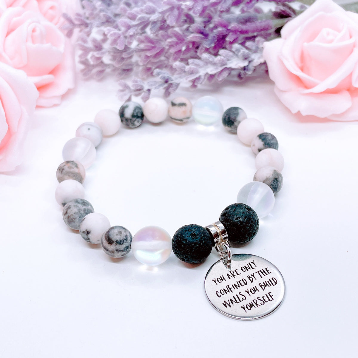 You Are Only Confined by the Walls You Build Yourself | Gemstone Charm Bracelet