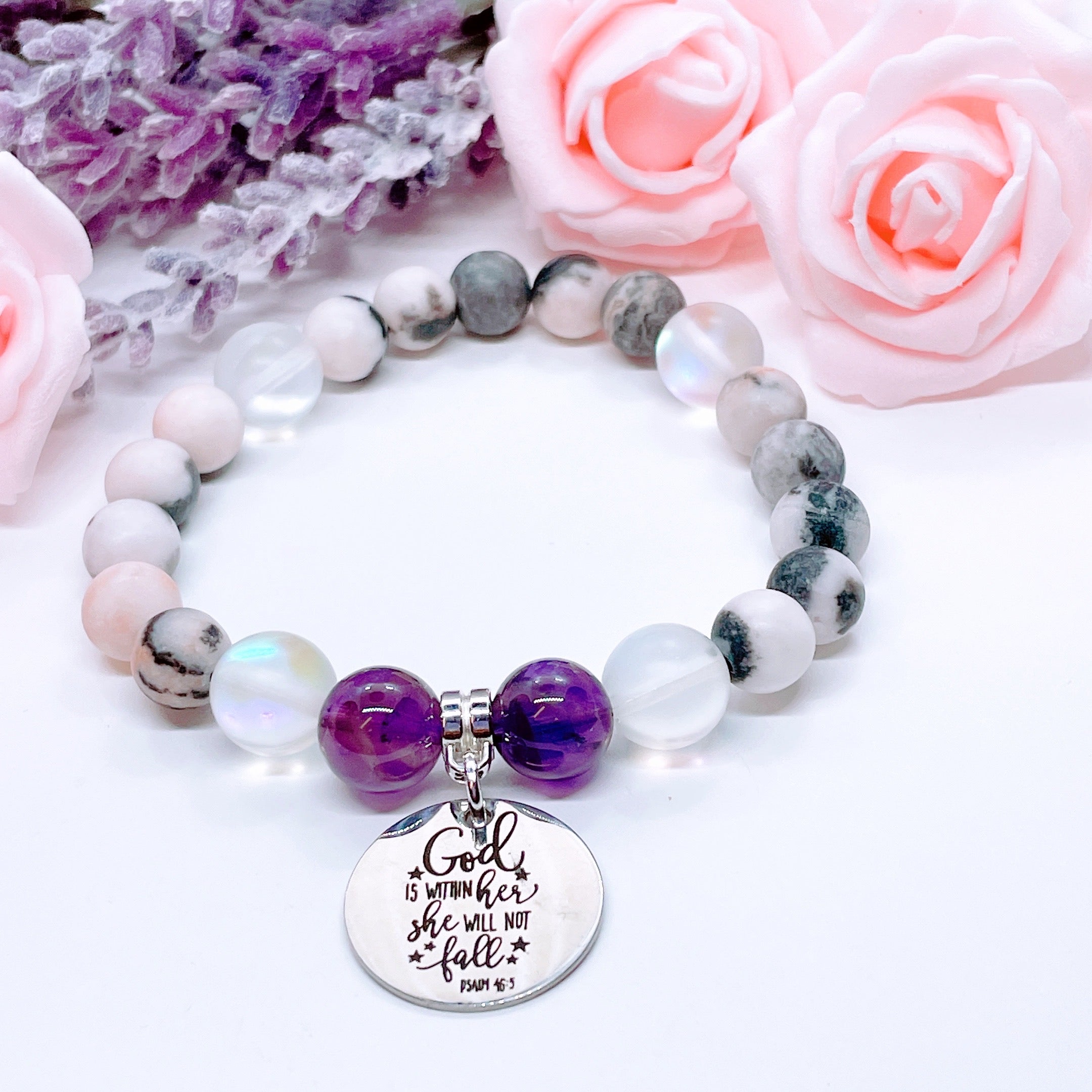 God Is Within Her She Will not Fall Charm Bracelet